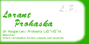 lorant prohaska business card